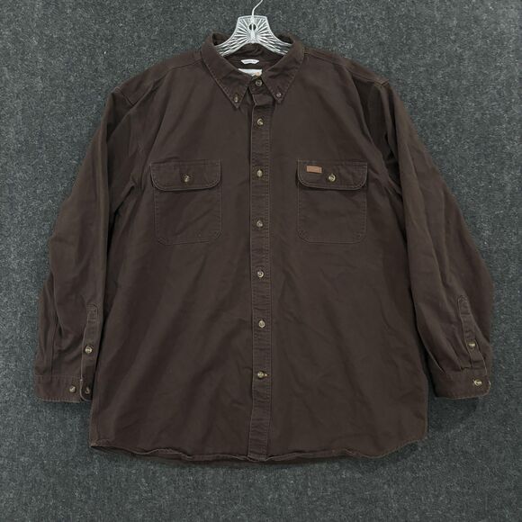 Carhartt Shirt Men's XXL Dark Brown Canvas Twill Original Fit Workwear Heavy - Picture 1 of 8